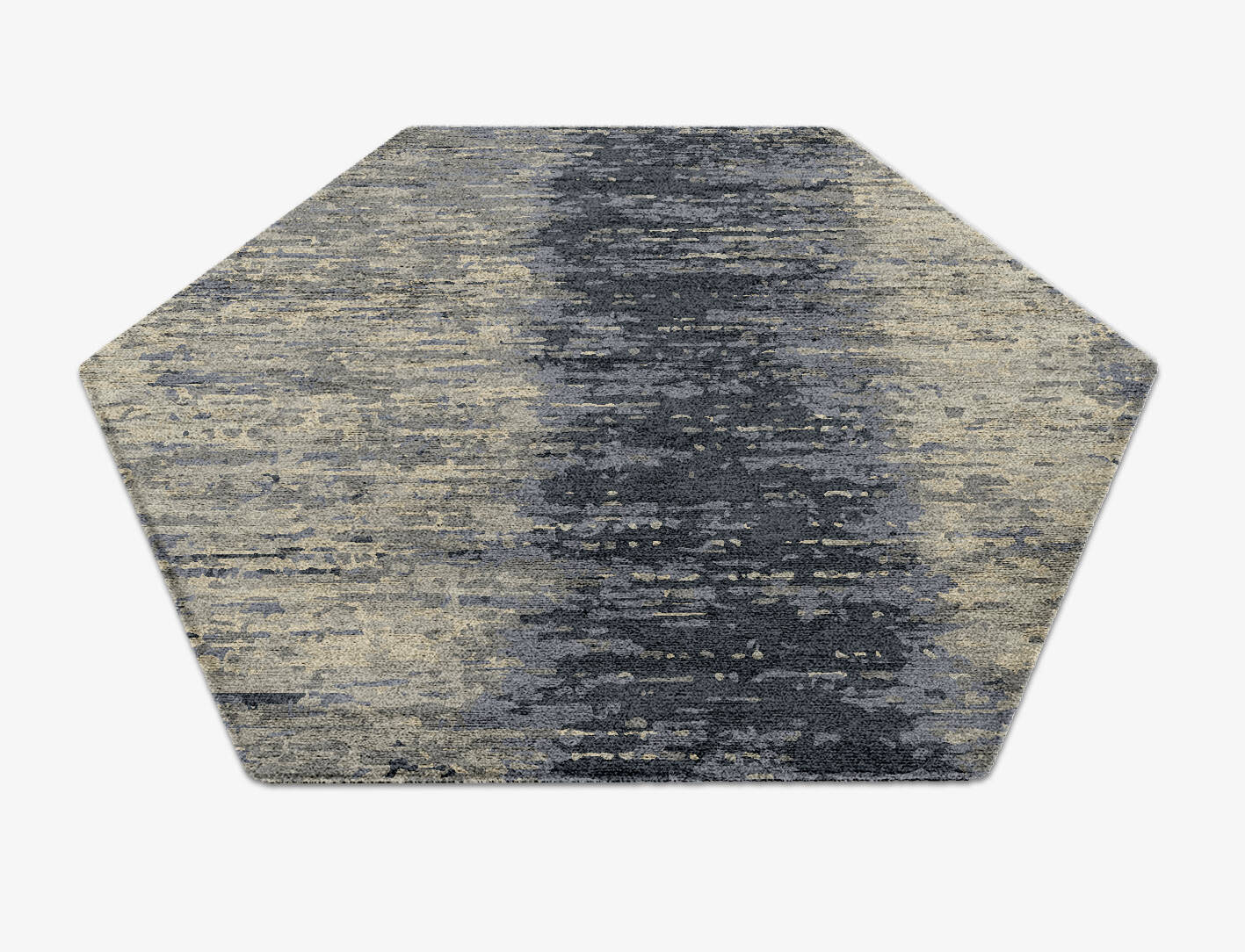 Tape Gradation Hexagon Hand Knotted Bamboo Silk Custom Rug by Rug Artisan