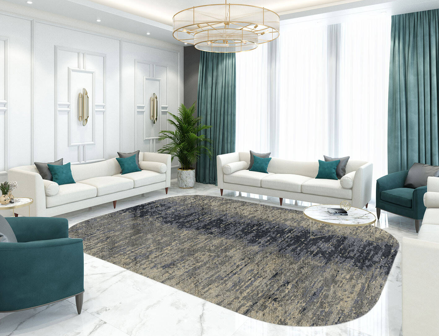 Tape Gradation Oblong Hand Knotted Bamboo Silk Custom Rug by Rug Artisan