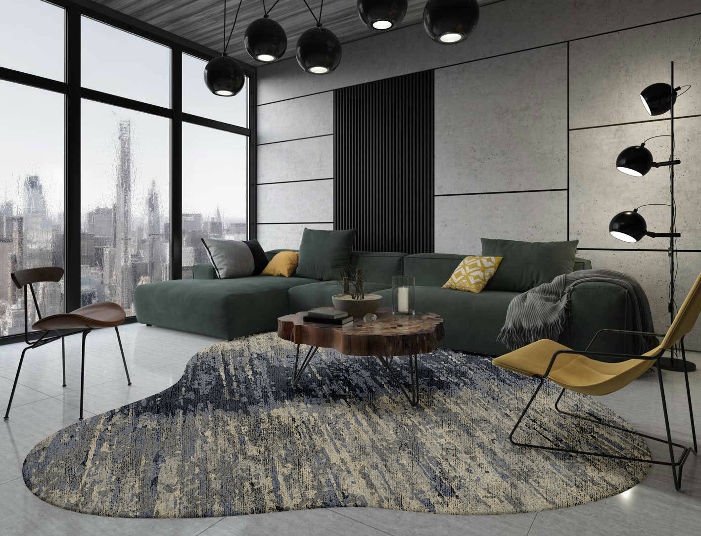 Tape Gradation Splash Hand Knotted Bamboo Silk Custom Rug by Rug Artisan