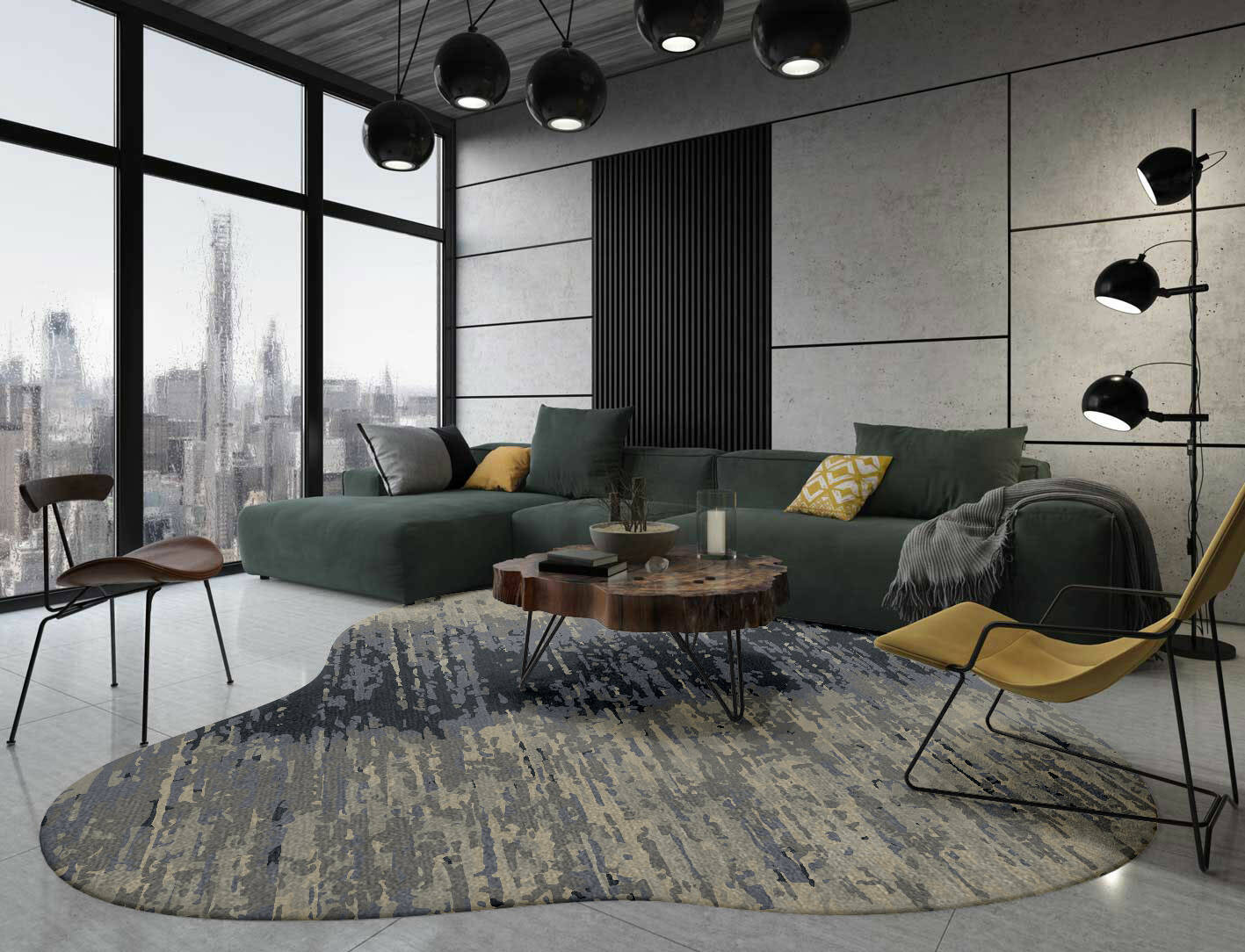 Tape Gradation Splash Hand Knotted Tibetan Wool Custom Rug by Rug Artisan