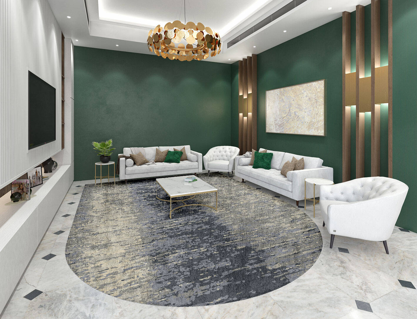 Tape Gradation Arch Hand Tufted Bamboo Silk Custom Rug by Rug Artisan