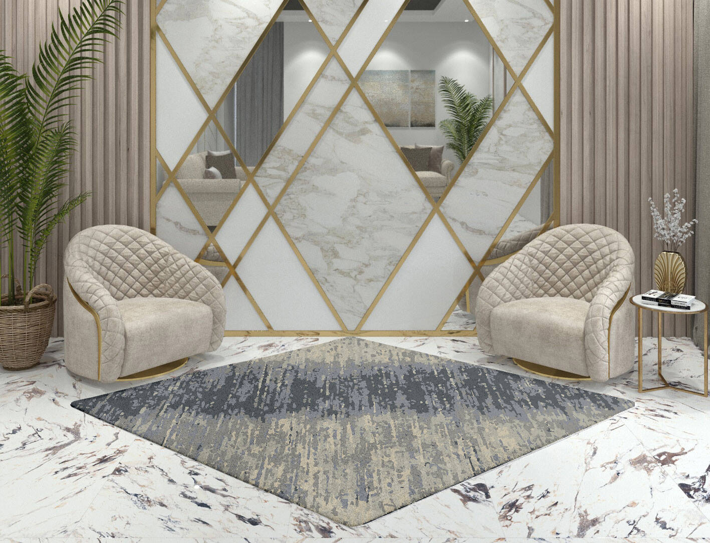 Tape Gradation Diamond Hand Tufted Pure Wool Custom Rug by Rug Artisan