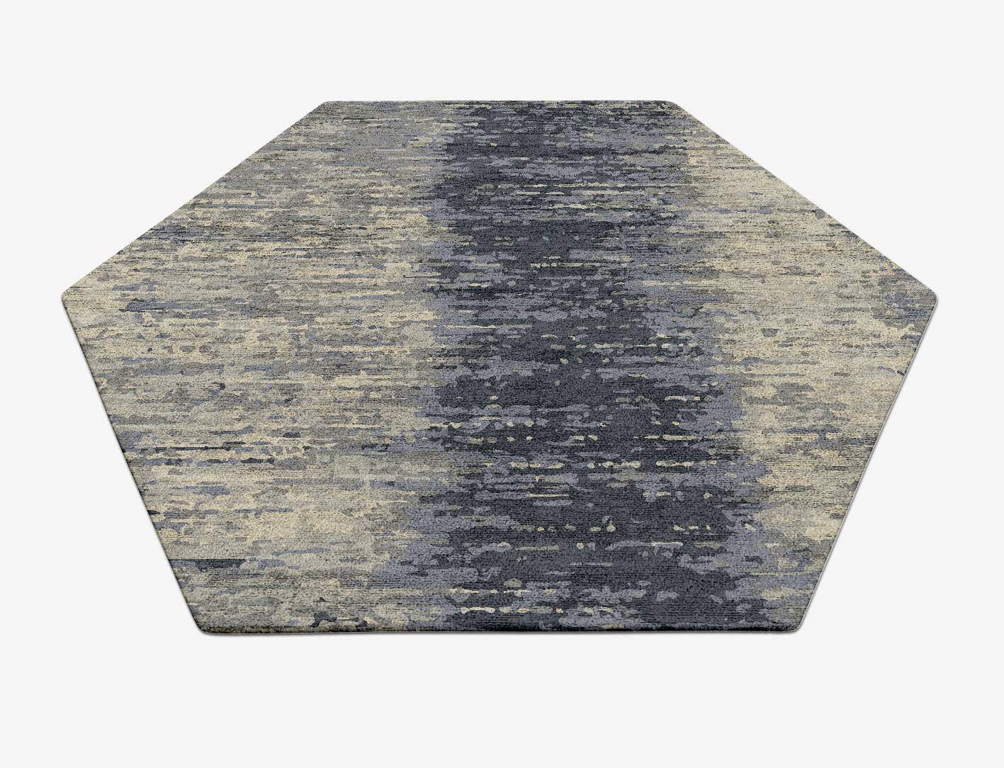 Tape Gradation Hexagon Hand Tufted Bamboo Silk Custom Rug by Rug Artisan