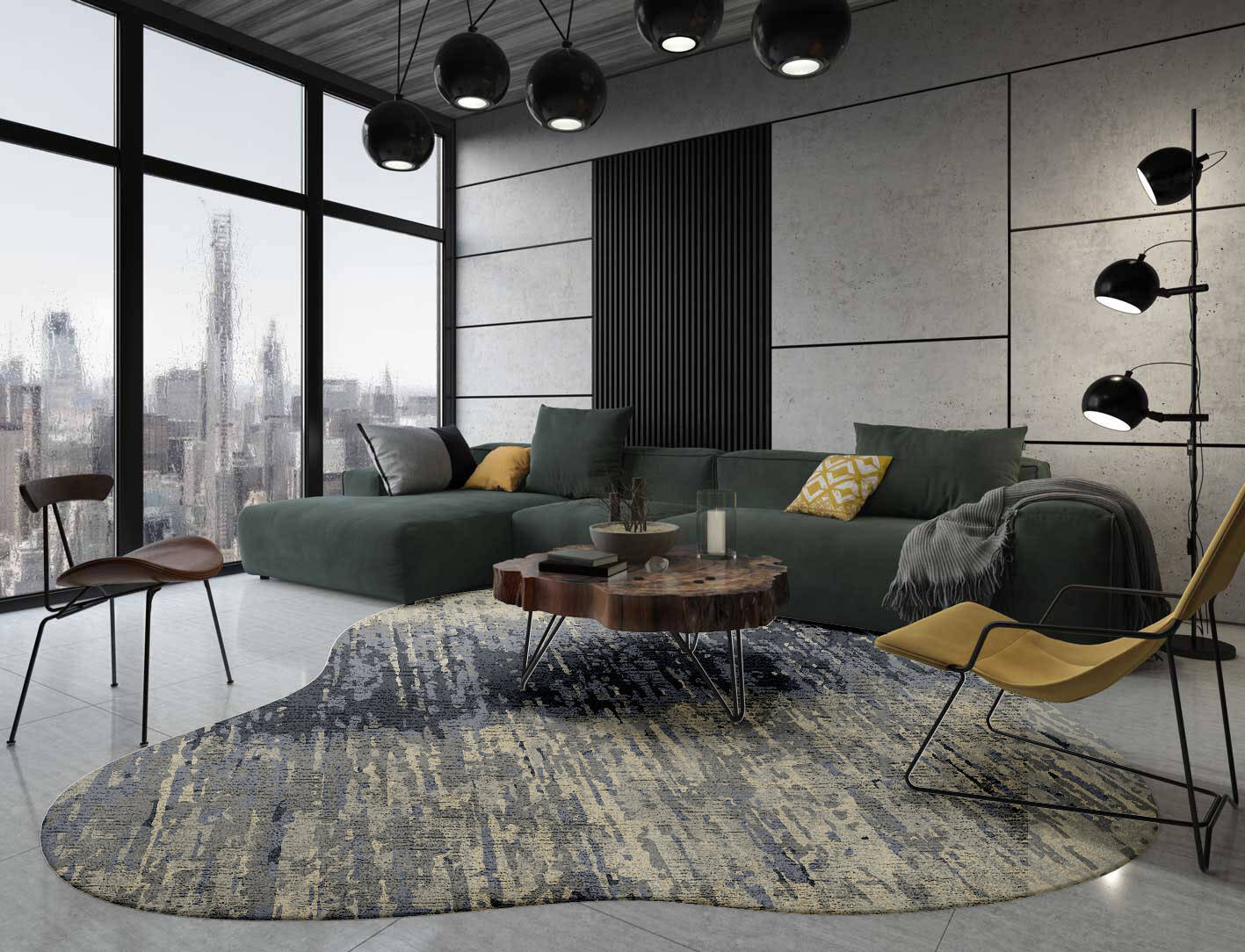 Tape Gradation Splash Hand Tufted Bamboo Silk Custom Rug by Rug Artisan