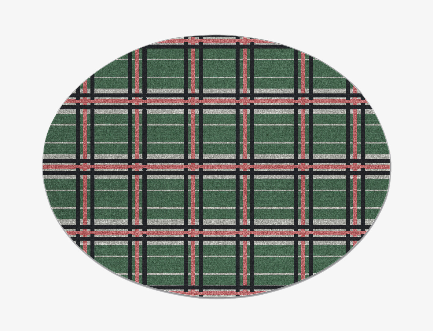 Tartan Geometric Oval Flatweave New Zealand Wool Custom Rug by Rug Artisan