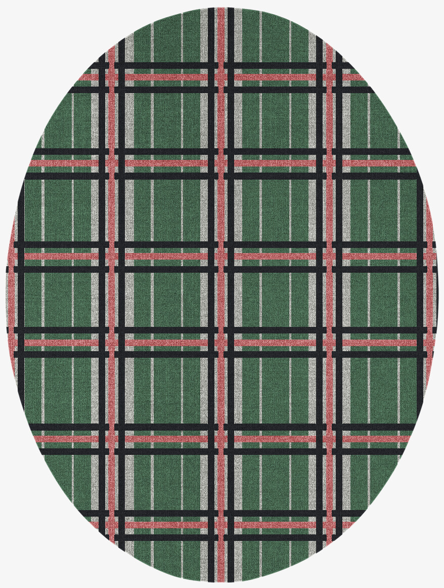 Tartan Geometric Oval Flatweave New Zealand Wool Custom Rug by Rug Artisan