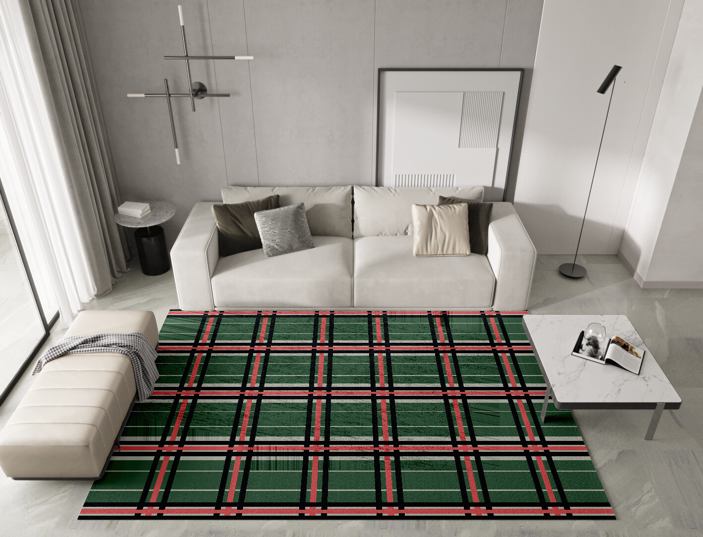 Tartan Geometric Rectangle Hand Knotted Bamboo Silk Custom Rug by Rug Artisan