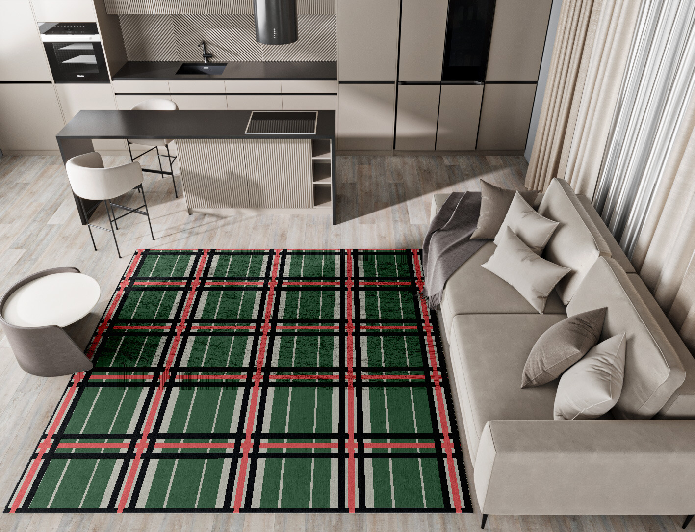 Tartan Geometric Square Hand Knotted Bamboo Silk Custom Rug by Rug Artisan