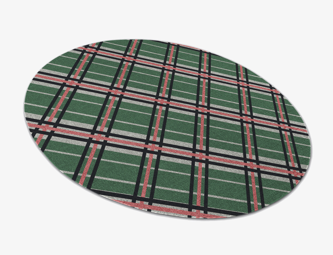 Tartan Geometric Oval Outdoor Recycled Yarn Custom Rug by Rug Artisan
