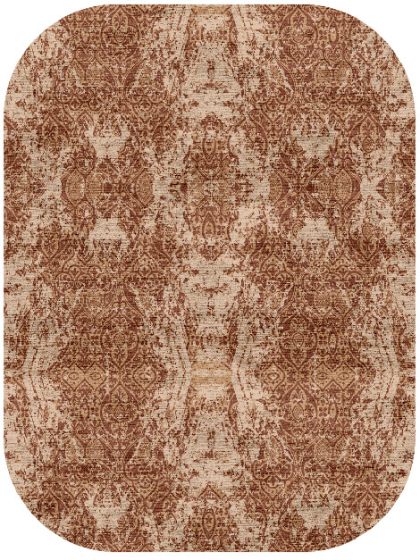 Tawny Damask Vintage Oblong Hand Knotted Bamboo Silk Custom Rug by Rug Artisan