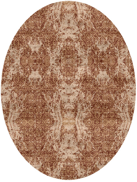 Tawny Damask Vintage Oval Hand Knotted Bamboo Silk Custom Rug by Rug Artisan