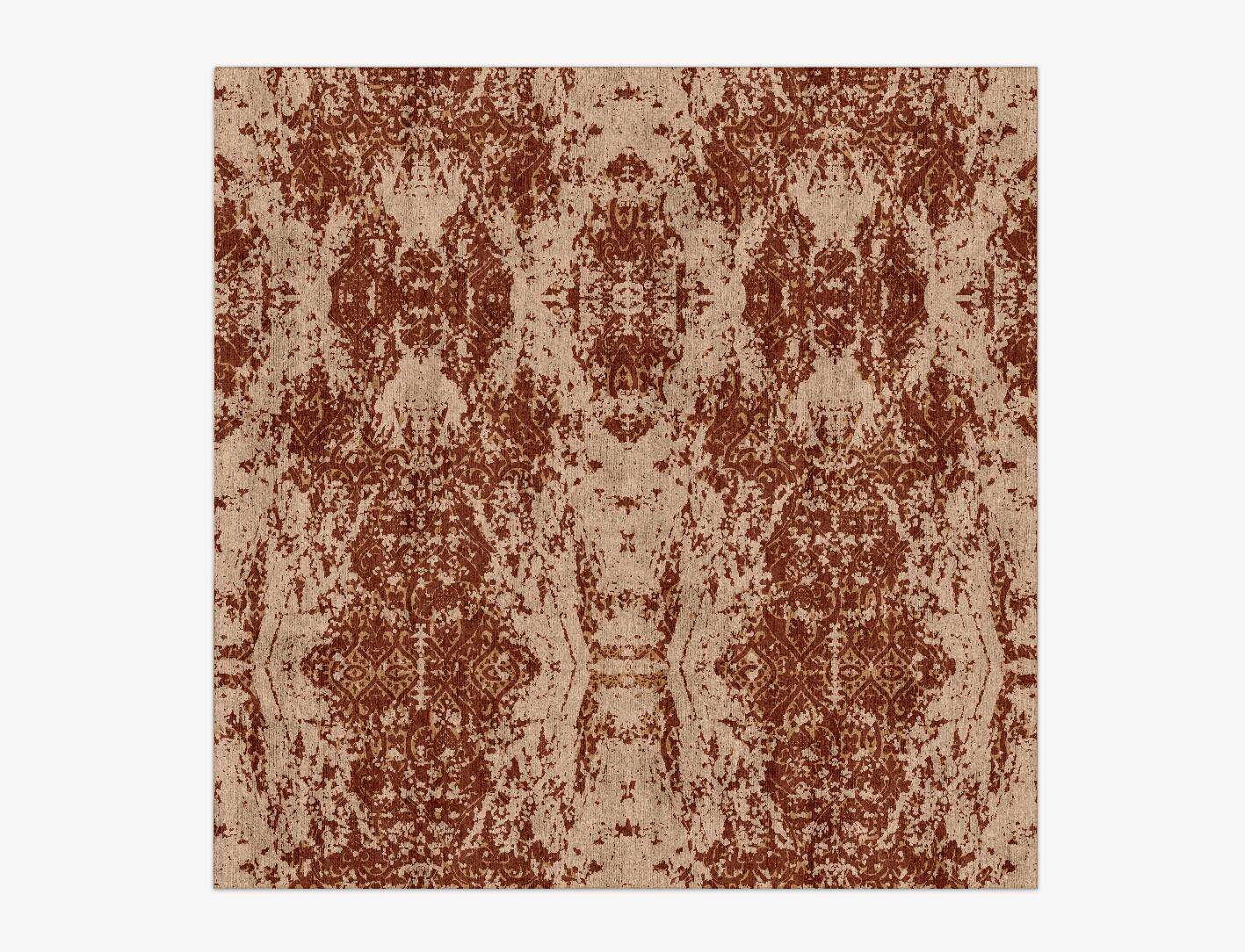 Tawny Damask Vintage Square Hand Knotted Bamboo Silk Custom Rug by Rug Artisan