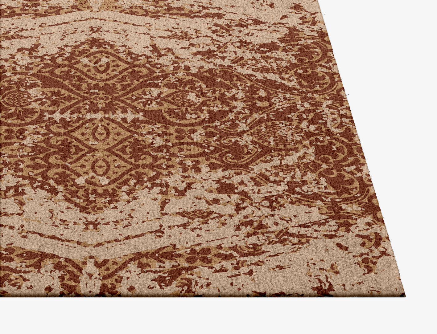 Tawny Damask Vintage Square Hand Knotted Tibetan Wool Custom Rug by Rug Artisan