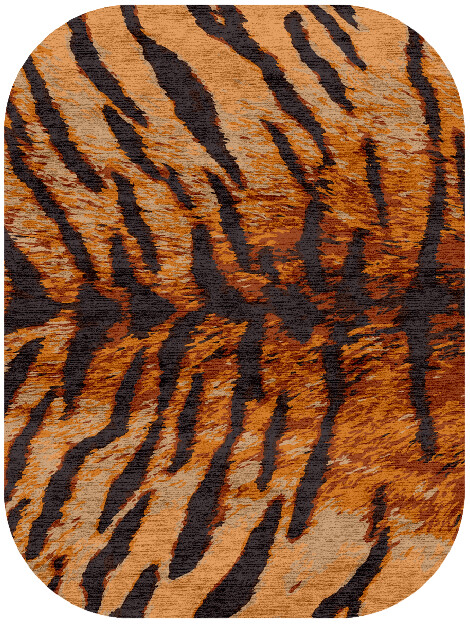 Tawny Hide Animal Prints Oblong Hand Knotted Bamboo Silk Custom Rug by Rug Artisan