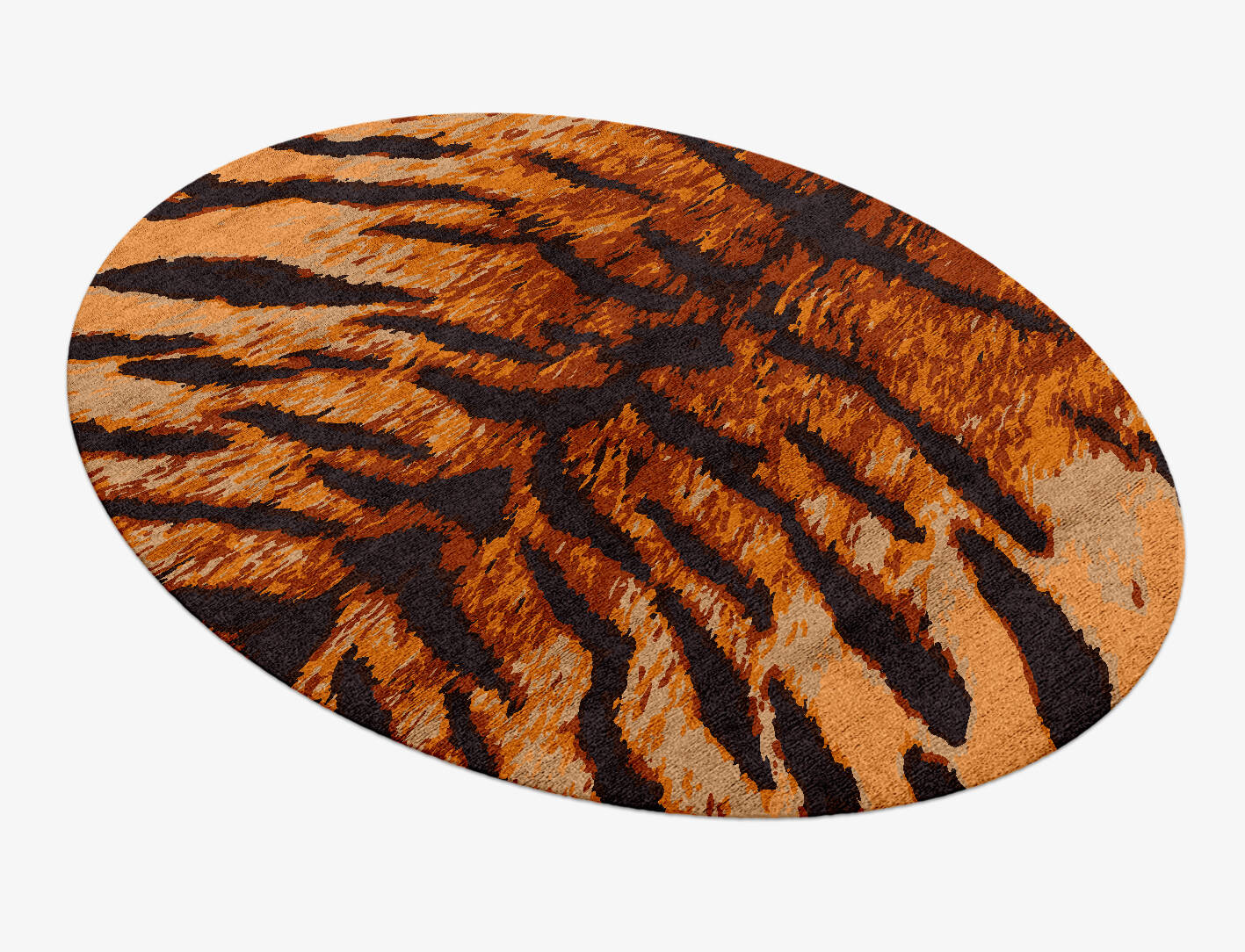 Tawny Hide Animal Prints Oval Hand Knotted Bamboo Silk Custom Rug by Rug Artisan
