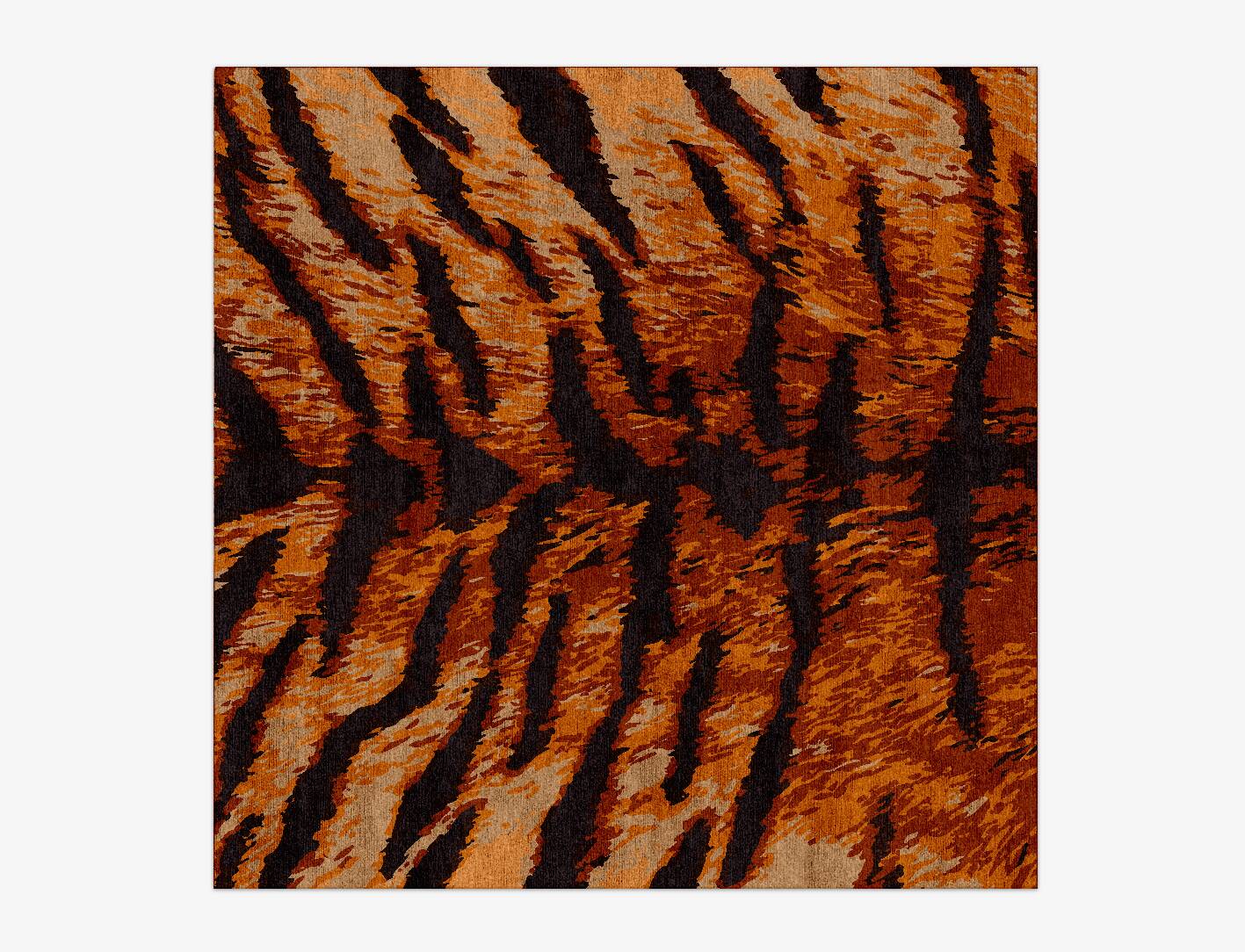 Tawny Hide Animal Prints Square Hand Knotted Bamboo Silk Custom Rug by Rug Artisan