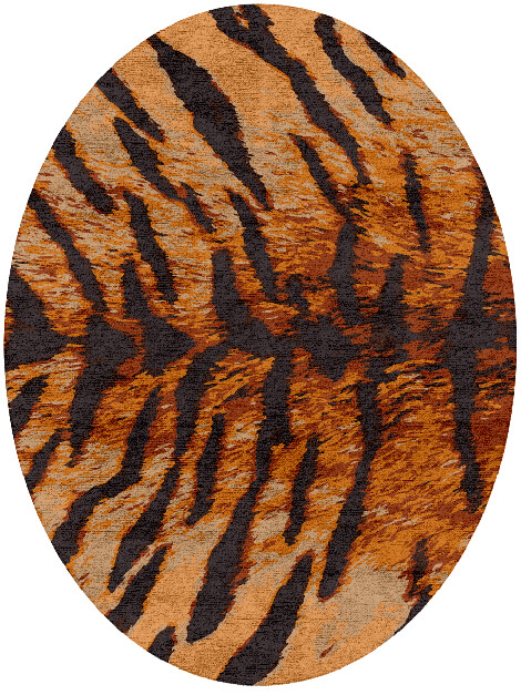 Tawny Hide Animal Prints Oval Hand Tufted Bamboo Silk Custom Rug by Rug Artisan
