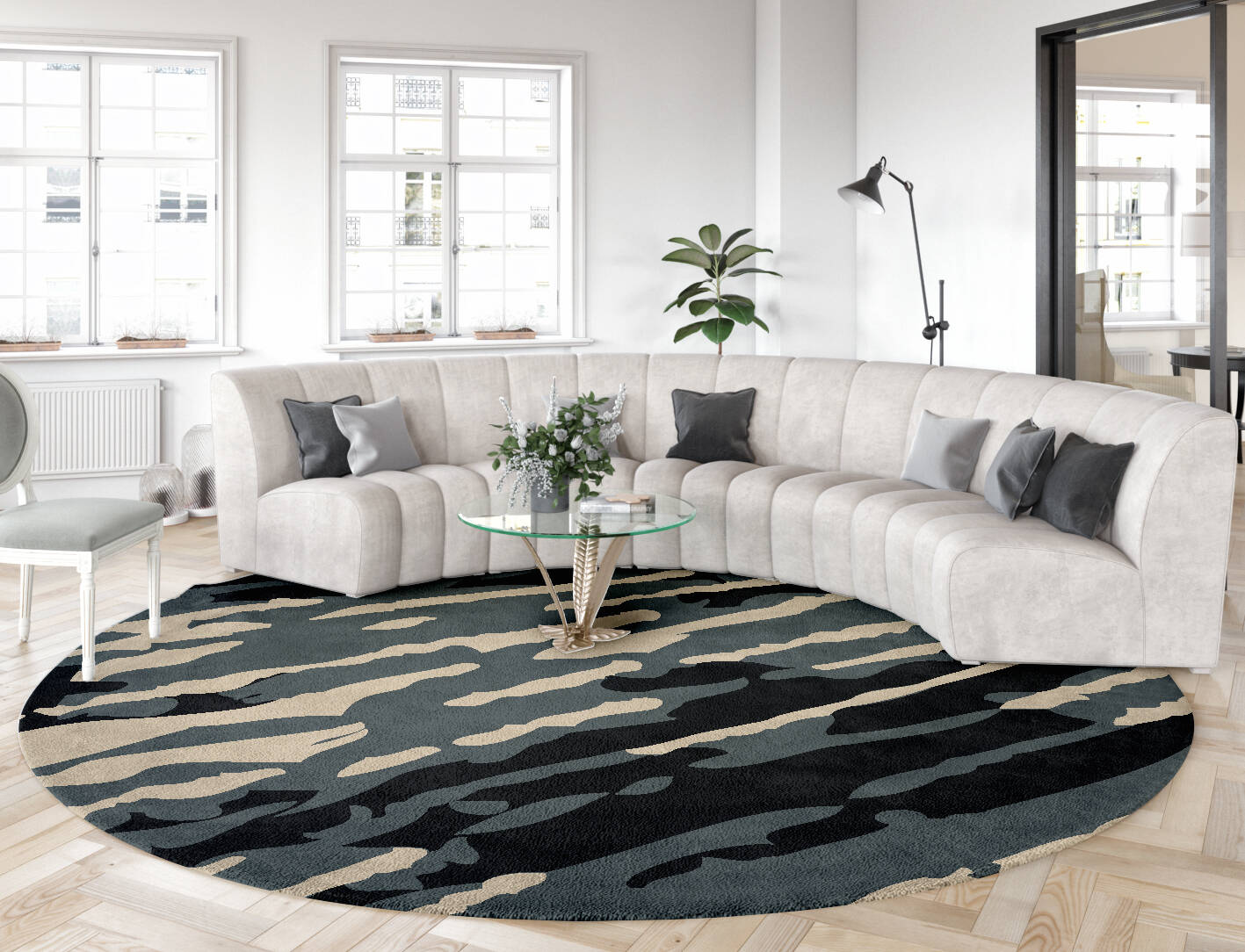 Tempest Abstract Round Hand Tufted Pure Wool Custom Rug by Rug Artisan