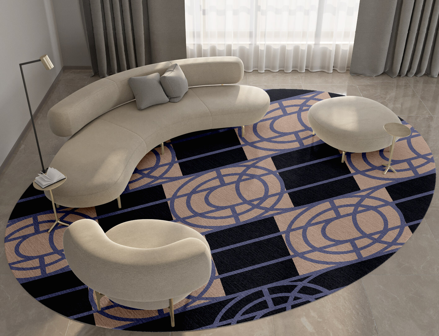 Templates Geometric Oval Hand Knotted Tibetan Wool Custom Rug by Rug Artisan