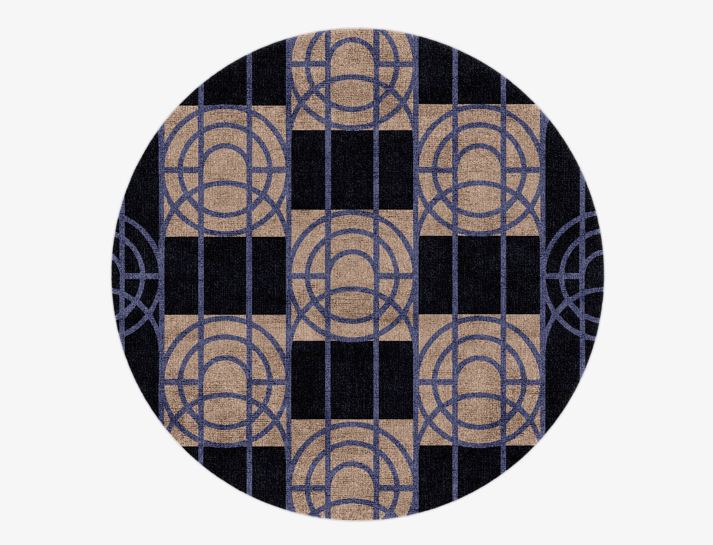 Templates Modern Geometrics Round Hand Knotted Bamboo Silk Custom Rug by Rug Artisan