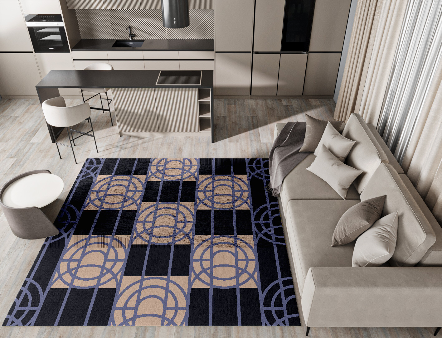 Templates Geometric Square Hand Knotted Bamboo Silk Custom Rug by Rug Artisan