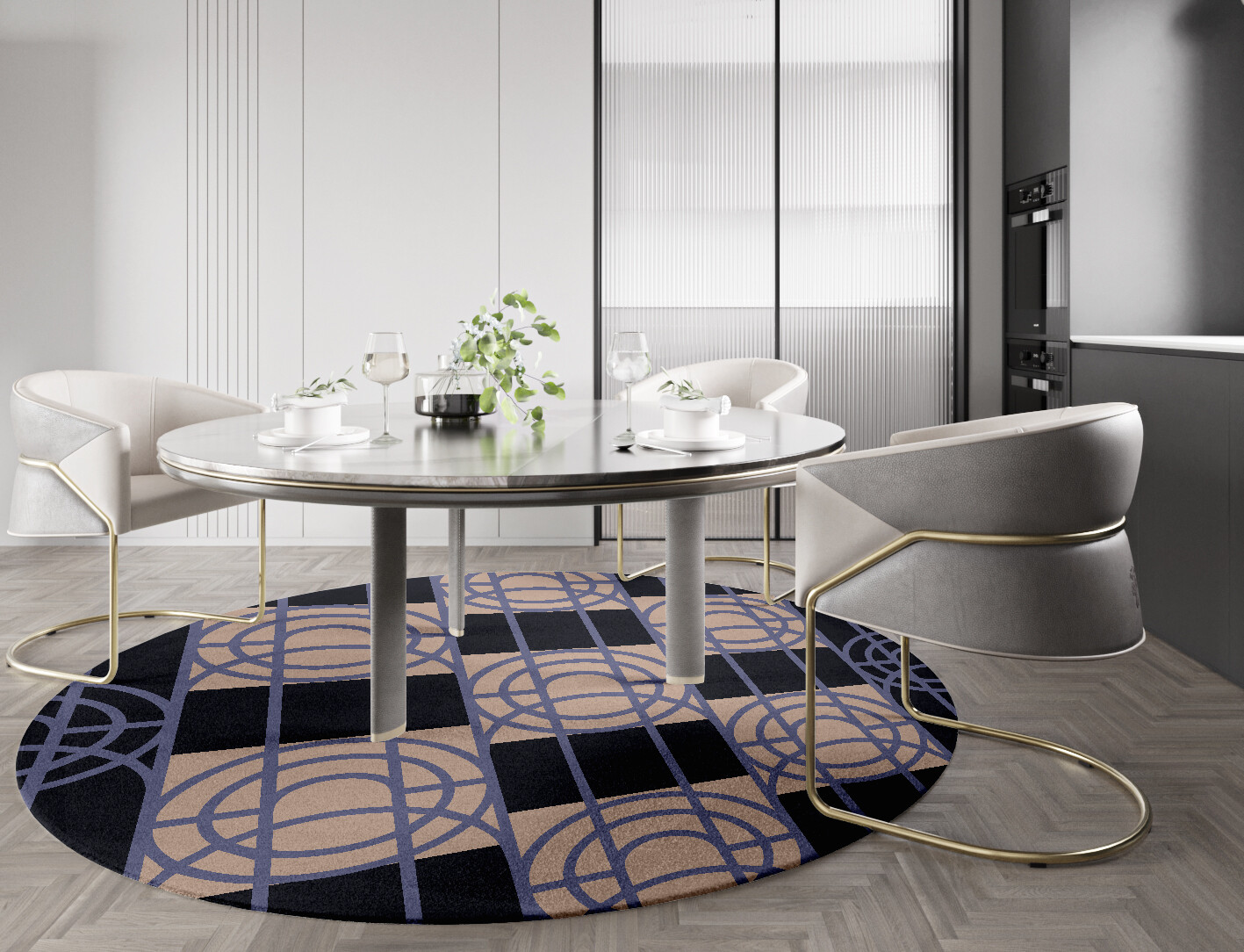 Templates Geometric Round Hand Tufted Pure Wool Custom Rug by Rug Artisan