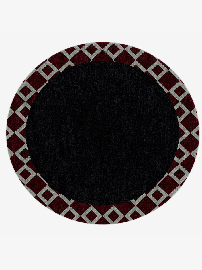 Terra Cotta Geometric Round Hand Knotted Tibetan Wool Custom Rug by Rug Artisan