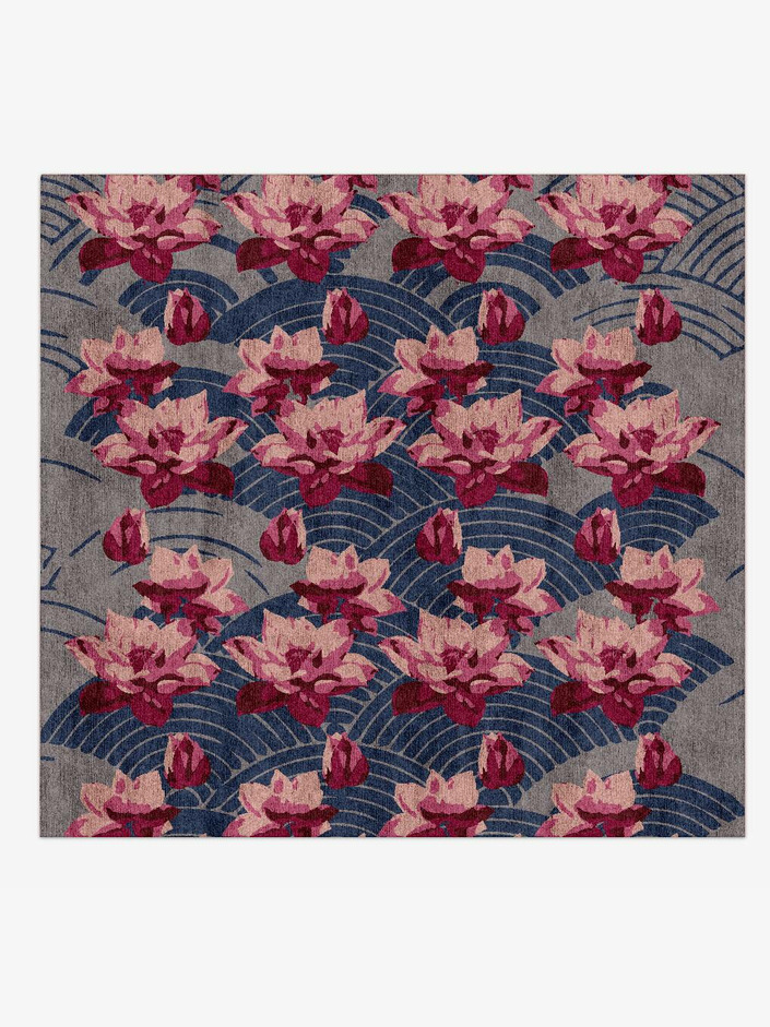 Tessen Floral Square Hand Knotted Bamboo Silk Custom Rug by Rug Artisan