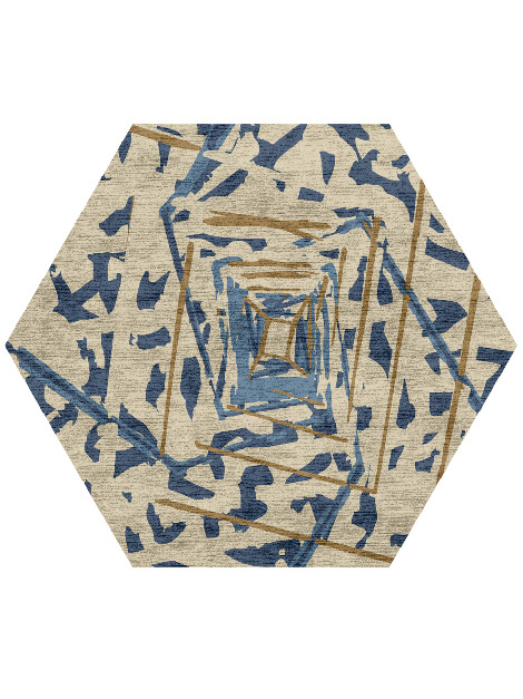 Tesseract Abstract Hexagon Hand Knotted Bamboo Silk Custom Rug by Rug Artisan