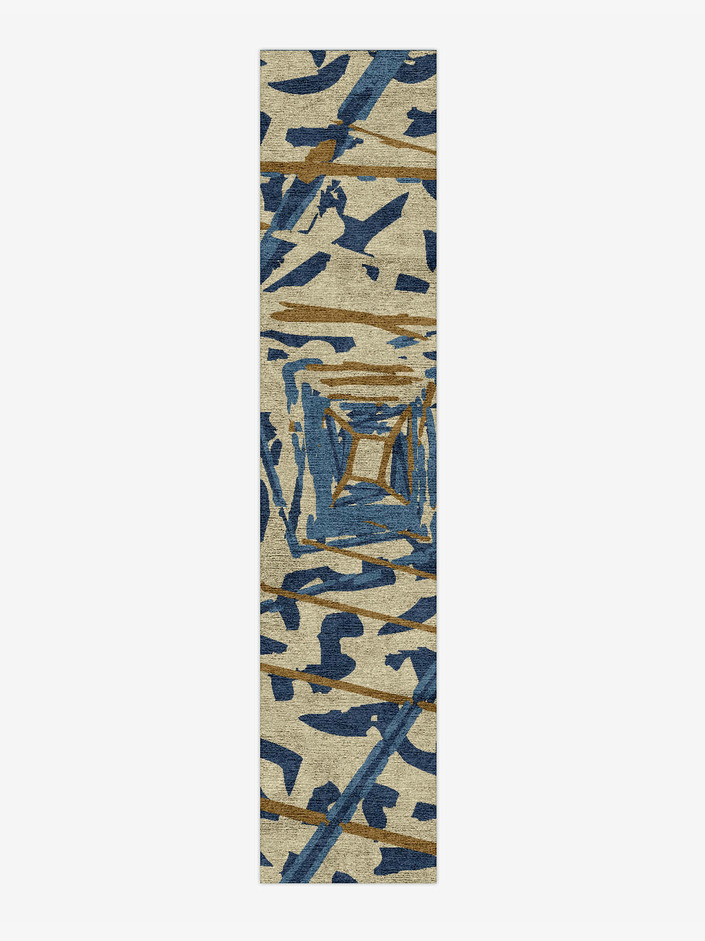 Tesseract Abstract Runner Hand Knotted Bamboo Silk Custom Rug by Rug Artisan
