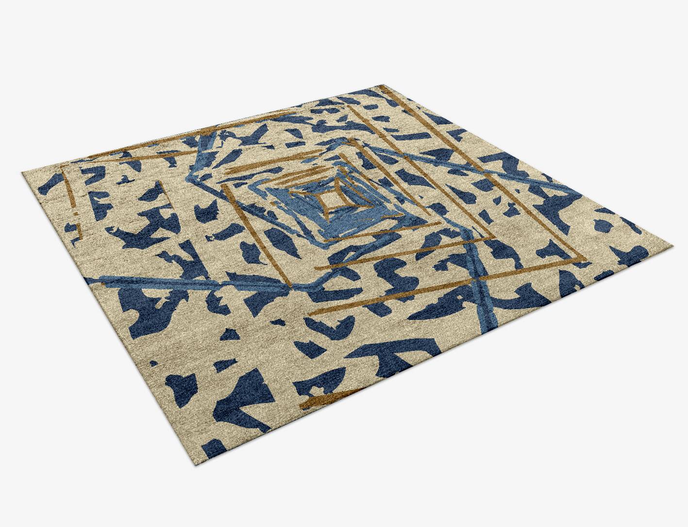 Tesseract Abstract Square Hand Knotted Bamboo Silk Custom Rug by Rug Artisan