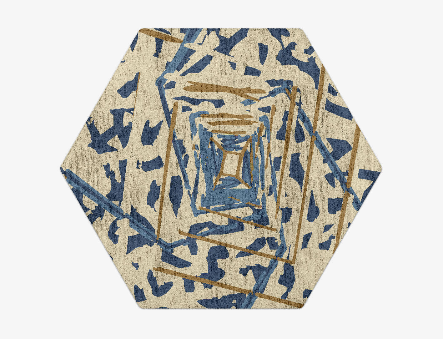 Tesseract Abstract Hexagon Hand Tufted Bamboo Silk Custom Rug by Rug Artisan