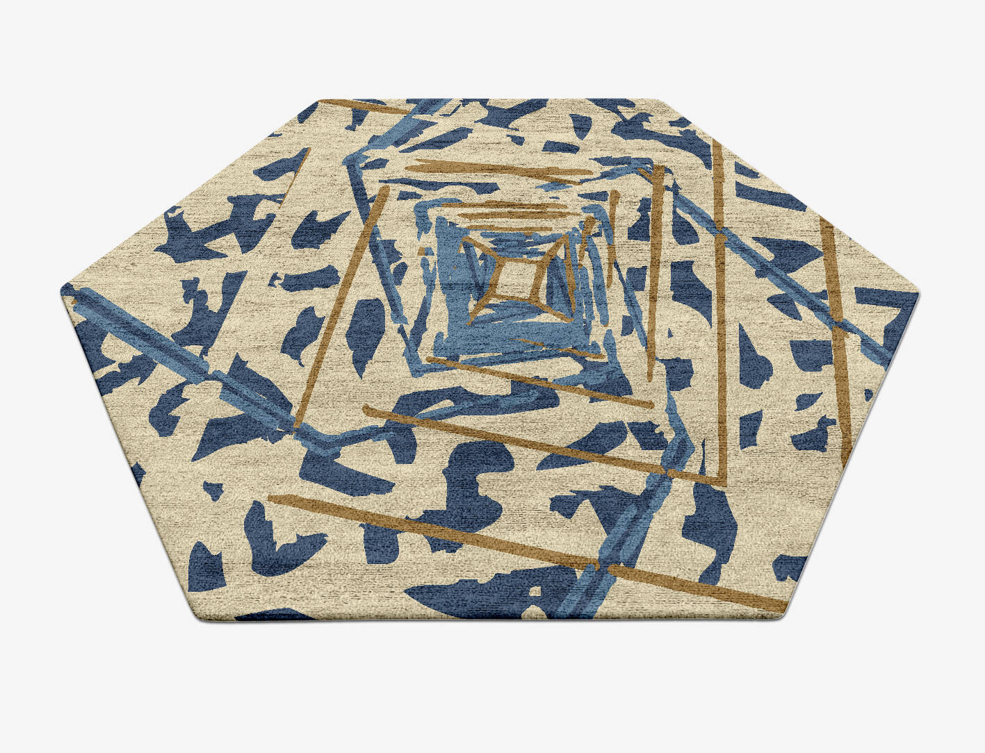 Tesseract Abstract Hexagon Hand Tufted Bamboo Silk Custom Rug by Rug Artisan