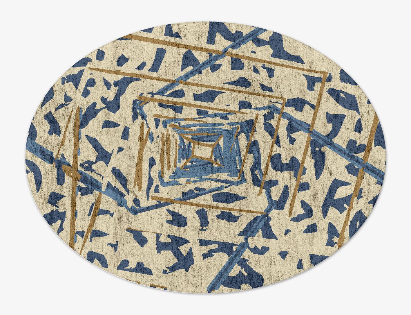 Tesseract Abstract Oval Hand Tufted Bamboo Silk Custom Rug by Rug Artisan