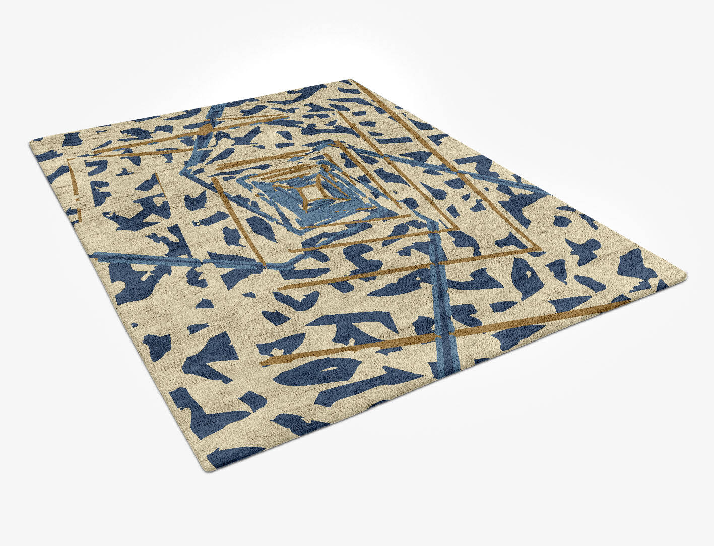 Tesseract Abstract Rectangle Hand Tufted Bamboo Silk Custom Rug by Rug Artisan