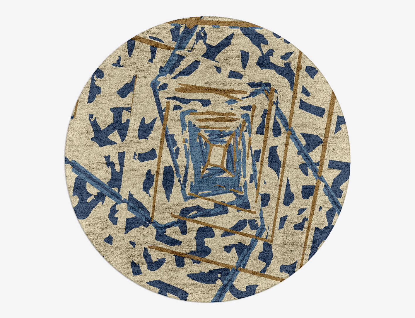 Tesseract Abstract Round Hand Tufted Bamboo Silk Custom Rug by Rug Artisan