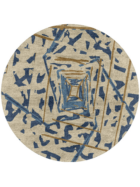 Tesseract Abstract Round Hand Tufted Bamboo Silk Custom Rug by Rug Artisan