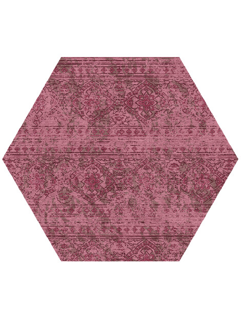 Threadbare Coral Vintage Hexagon Hand Knotted Tibetan Wool Custom Rug by Rug Artisan