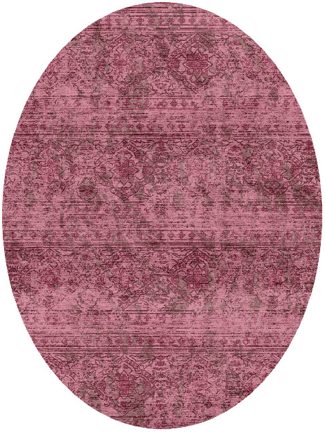 Threadbare Coral Vintage Oval Hand Knotted Bamboo Silk Custom Rug by Rug Artisan