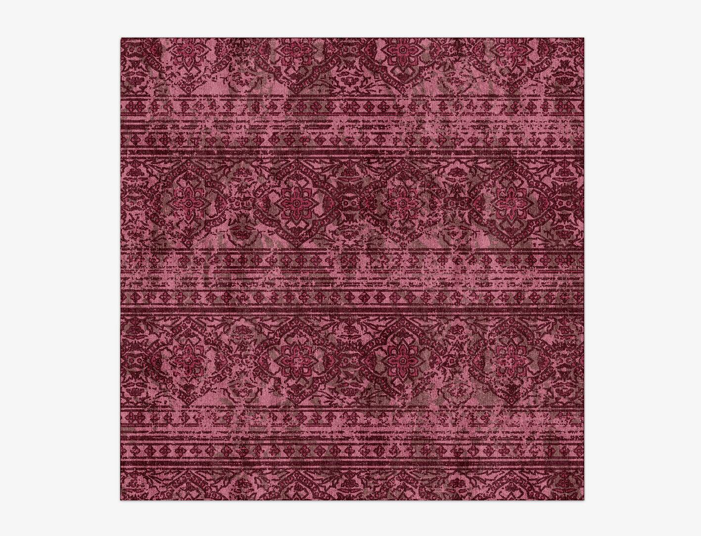 Threadbare Coral Vintage Square Hand Knotted Bamboo Silk Custom Rug by Rug Artisan