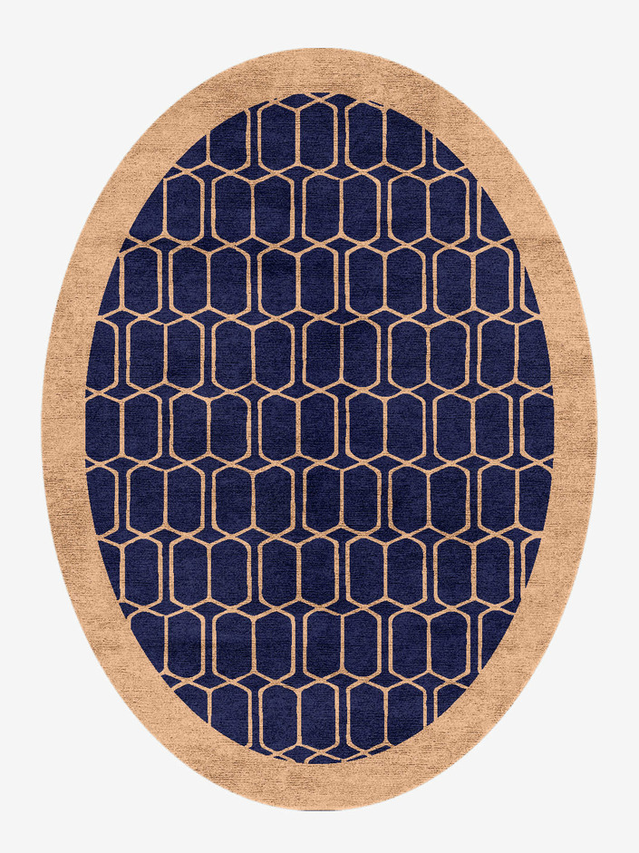 Thrush Geometric Oval Hand Knotted Bamboo Silk Custom Rug by Rug Artisan