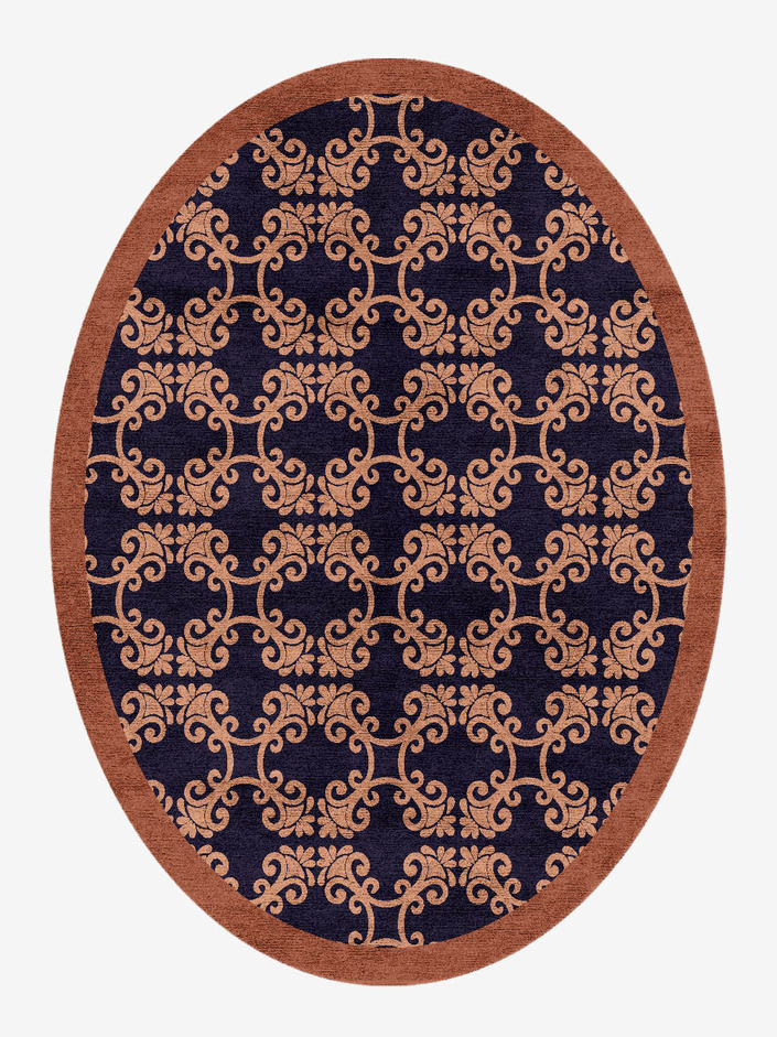 Tiara Geometric Oval Hand Knotted Bamboo Silk Custom Rug by Rug Artisan