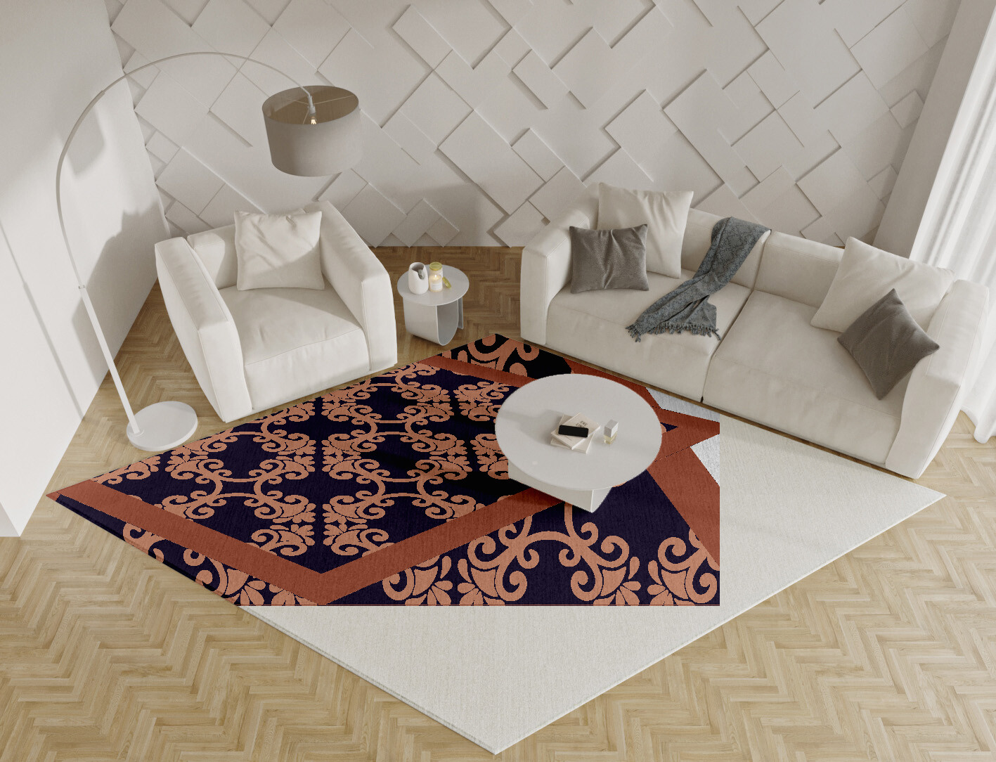 Tiara Geometric Diamond Hand Tufted Pure Wool Custom Rug by Rug Artisan