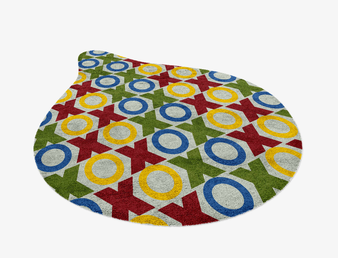 Tictactoe Kids Drop Hand Knotted Bamboo Silk Custom Rug by Rug Artisan