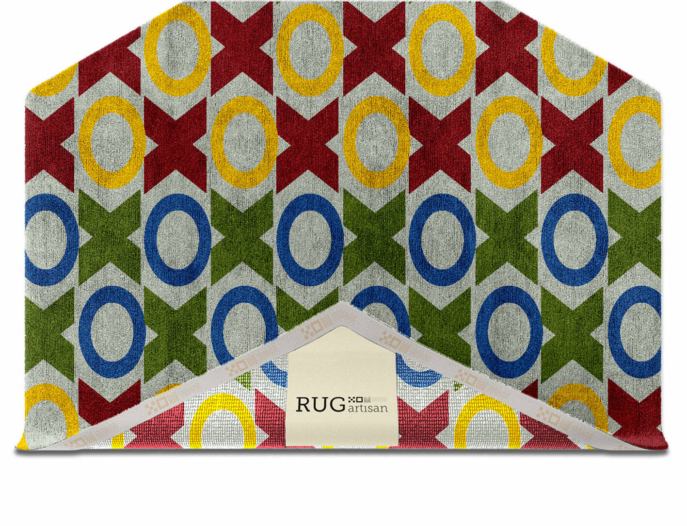 Tictactoe Kids Hexagon Hand Knotted Bamboo Silk Custom Rug by Rug Artisan