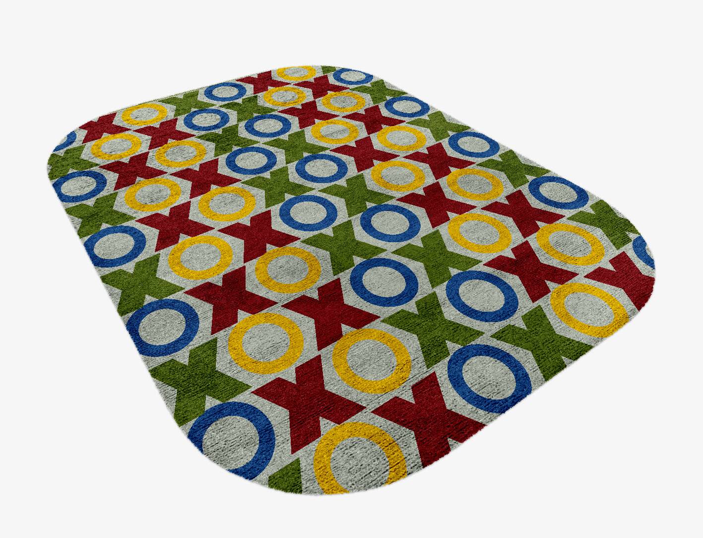 Tictactoe Kids Oblong Hand Knotted Bamboo Silk Custom Rug by Rug Artisan