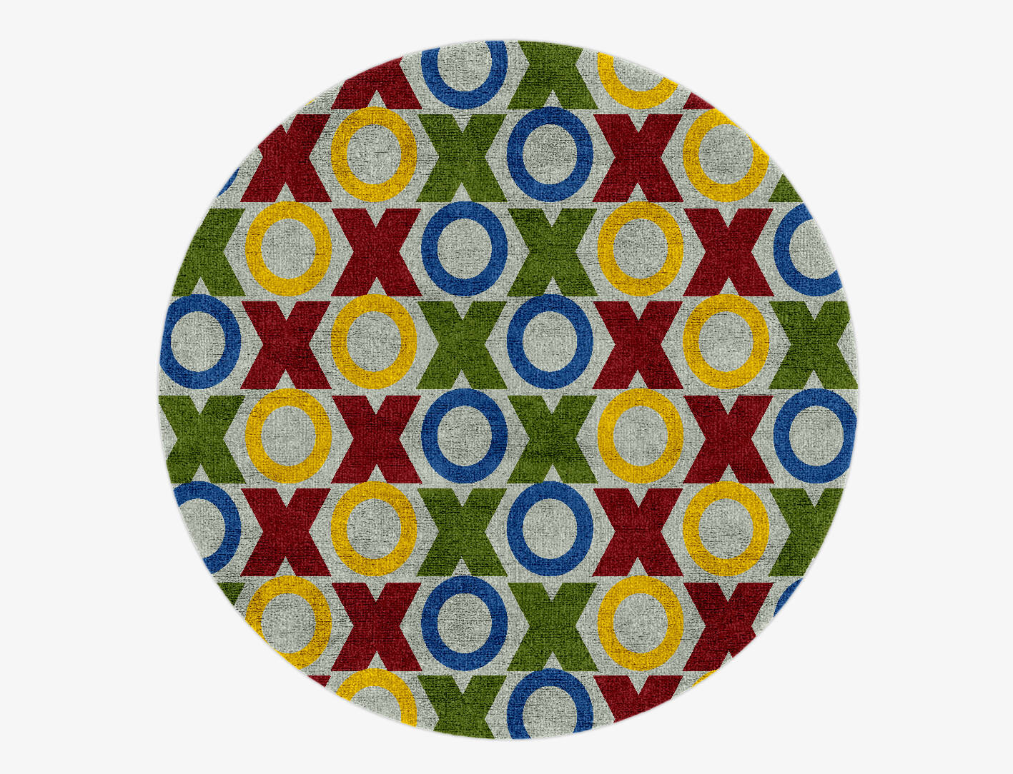 Tictactoe Kids Round Hand Knotted Bamboo Silk Custom Rug by Rug Artisan