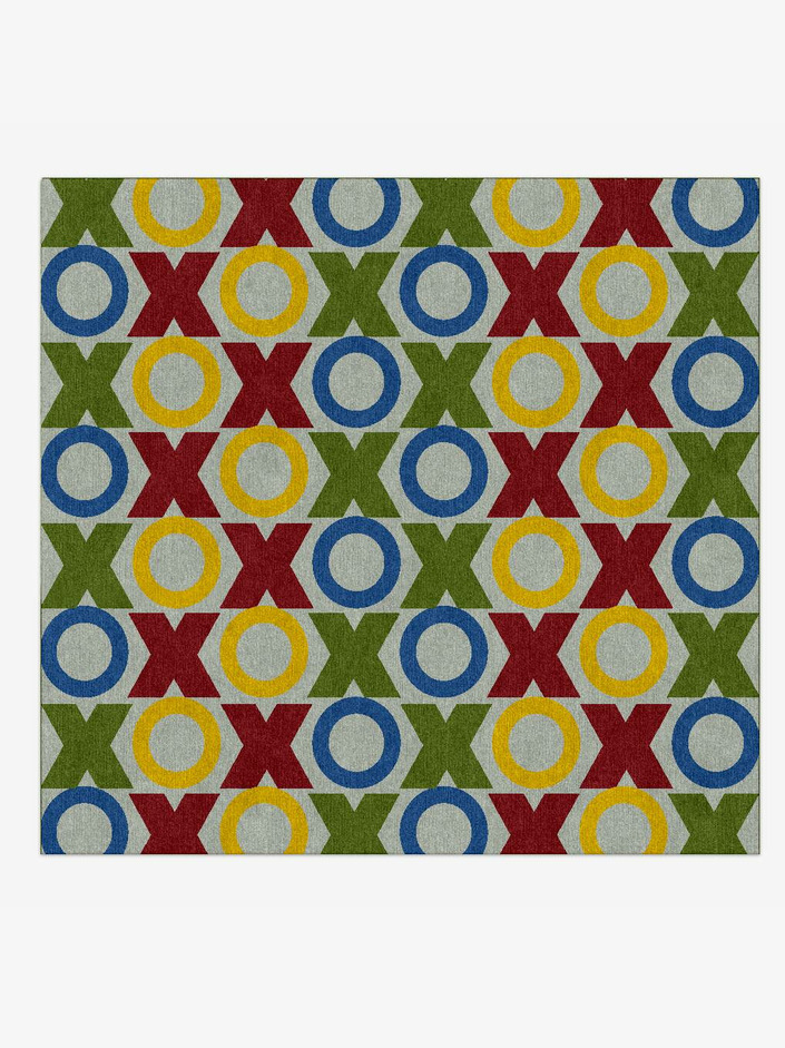 Tictactoe Kids Square Hand Knotted Tibetan Wool Custom Rug by Rug Artisan