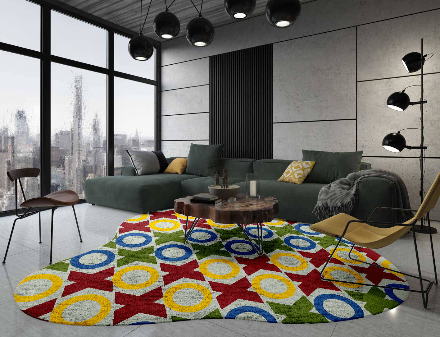 Tictactoe Kids Splash Hand Tufted Bamboo Silk Custom Rug by Rug Artisan