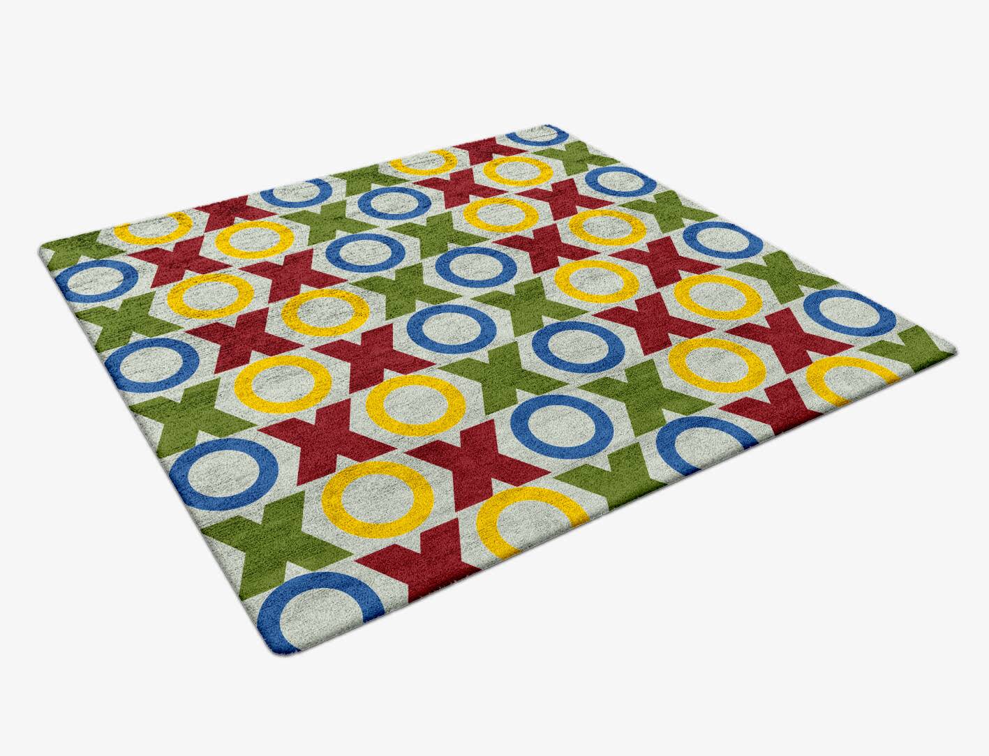 Tictactoe Kids Square Hand Tufted Bamboo Silk Custom Rug by Rug Artisan